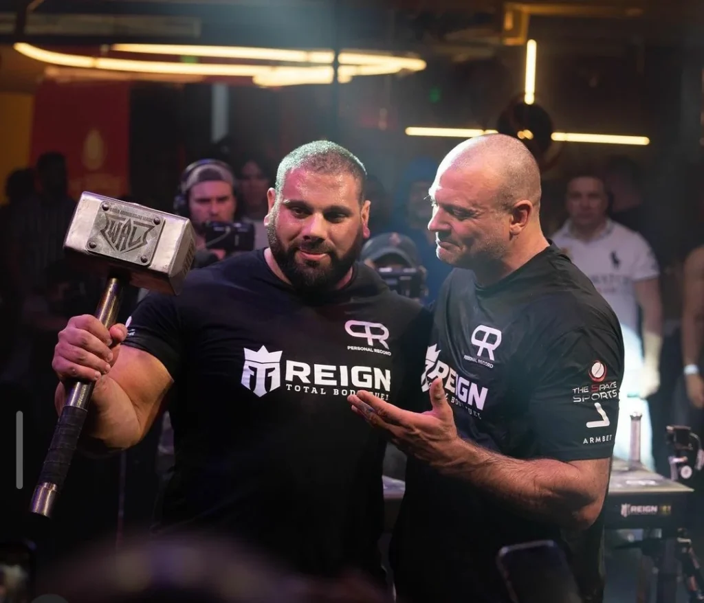 Levan Saginashvili with Legacy Hammer